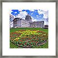 Wisconsin Capitol And Tulips 2 Framed Print