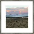 Wollaston Beach Sunset Quincy Ma Red Sky Light Column Framed Print
