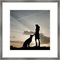 Woman And Dog Framed Print