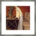 Woman And Flowers Framed Print