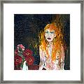 Woman And Flowers Framed Print