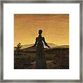 Woman Before The Rising Sun Framed Print