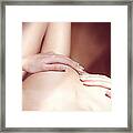 Woman Breasts Covered By Hands Framed Print
