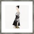 Woman In A Black And Gray Dress Fashion Illustration Art Print Framed Print