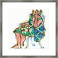 Woman In Wicker Chair Framed Print