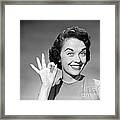 Woman Making Ok Sign, C.1950s Framed Print