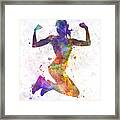 Woman Runner Jogger Jumping Powerful Framed Print