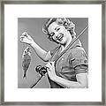 Woman Smiling With Fish, C.1950s Framed Print