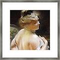 Woman With A Pearl Necklace Framed Print