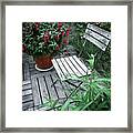 Wooden Chair And Red Fuchsia Framed Print