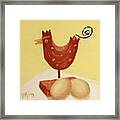 Wooden Chicken And 2 Brown Eggs Framed Print