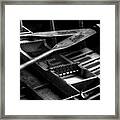 Wooden Rowboat And Oars In Black And White Framed Print