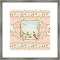 Woodland Fairy Tale - Blush Pink Forest Gathering Of Woodland Animals Framed Print