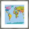 World Map Bright Framed Print