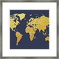 World Map Gold Foil Framed Print