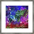 World Map Mandala Space Framed Print