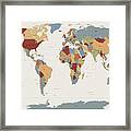 World Map Muted Colors Framed Print
