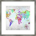 World Map Paint Splatter Framed Print