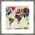 World Map Watercolor Framed Print