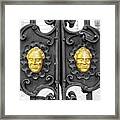 Wrought Iron Gate With Baroque Grinning Gold Cherubs Framed Print