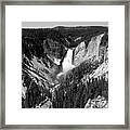 Yellowstone Falls - Black And White Framed Print