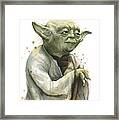Yoda Watercolor Framed Print