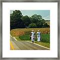 Young Amish Woman Barefoot Stroll Framed Print