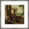 Young And Ancient Times Scientists On Roman Ruins Framed Print