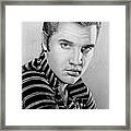 Young Elvis Bw Framed Print