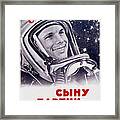 Yuri Gagarin - Soviet Space Propaganda Framed Print