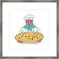 Zombie Chef Holding Pizza Pie Grime Art Framed Print