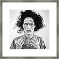 Zombie Woman Portrait Black And White Framed Print