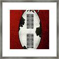 Zulu War Shield With Spear And Club On Red Velvet Framed Print