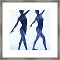 A Silhouette Of Two Young Women #1 Framed Print