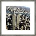 Aerial View Of Lower Manhattan With The #1 Framed Print
