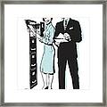 Businessman And Businesswoman At File Drawer #1 Framed Print