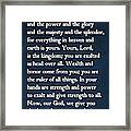 1 Chronicles 29 11-13- Inspirational Quotes Wall Art Collection Framed Print