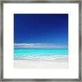Clean White Caribbean Beach With Blue #1 Framed Print