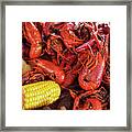 Close-up Of Boiled Crayfishes With Corn And Potatoes #1 Framed Print