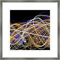 Colorful Light Painting With Circular Shapes And Abstract Black Background. #1 Framed Print