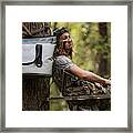 Deer Hunter With Bow And Arrow Waiting #1 Framed Print