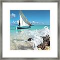 Fisherman On A Boat, Maldives #1 Framed Print