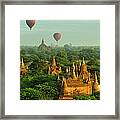 Hot Air Balloons Over Bagan In Myanmar #1 Framed Print
