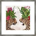 Hot House Leopards, Pair, Pink Green #1 Framed Print