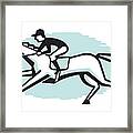Jockey On White Racing Horse #1 Framed Print