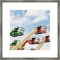 Low Angle Side View Of Cherry Pickers #1 Framed Print