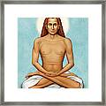 Mahavatar Babaji On Blue Framed Print