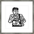 Man With Gun And Handcuffs #1 Framed Print