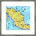 Mexico Surf Map #2 Framed Print
