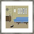 Mid Century Blue Couch Framed Print